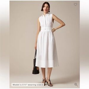 J. Crew White waist fitted Midi shirt Dress